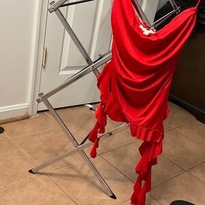 Vibrant Red Ruffled shirt